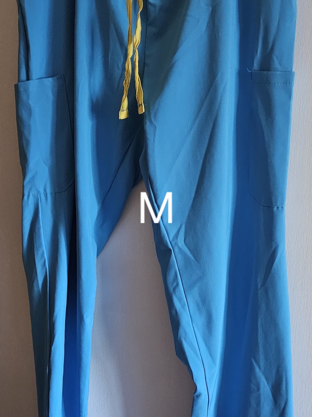 Womens Teal Blue Cargo Scrub Pants with Drawstring